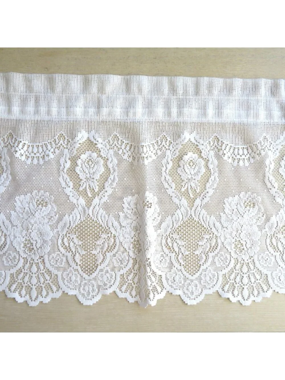 Vintage White Lace Floral Pattern Valance 15x58 Elegant Window Treatment USA